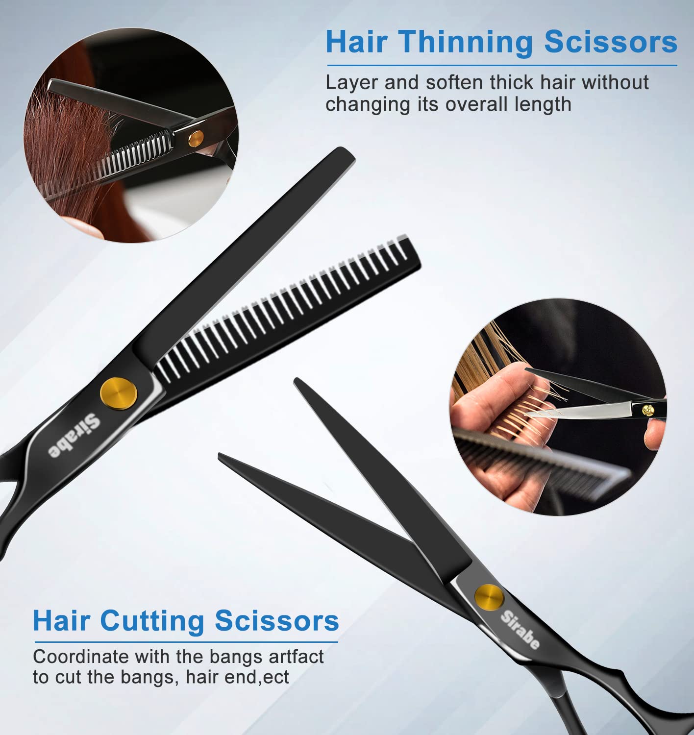 Detalle 2 de Sirabe Hair Cutting Scissors Set, 10 PCS