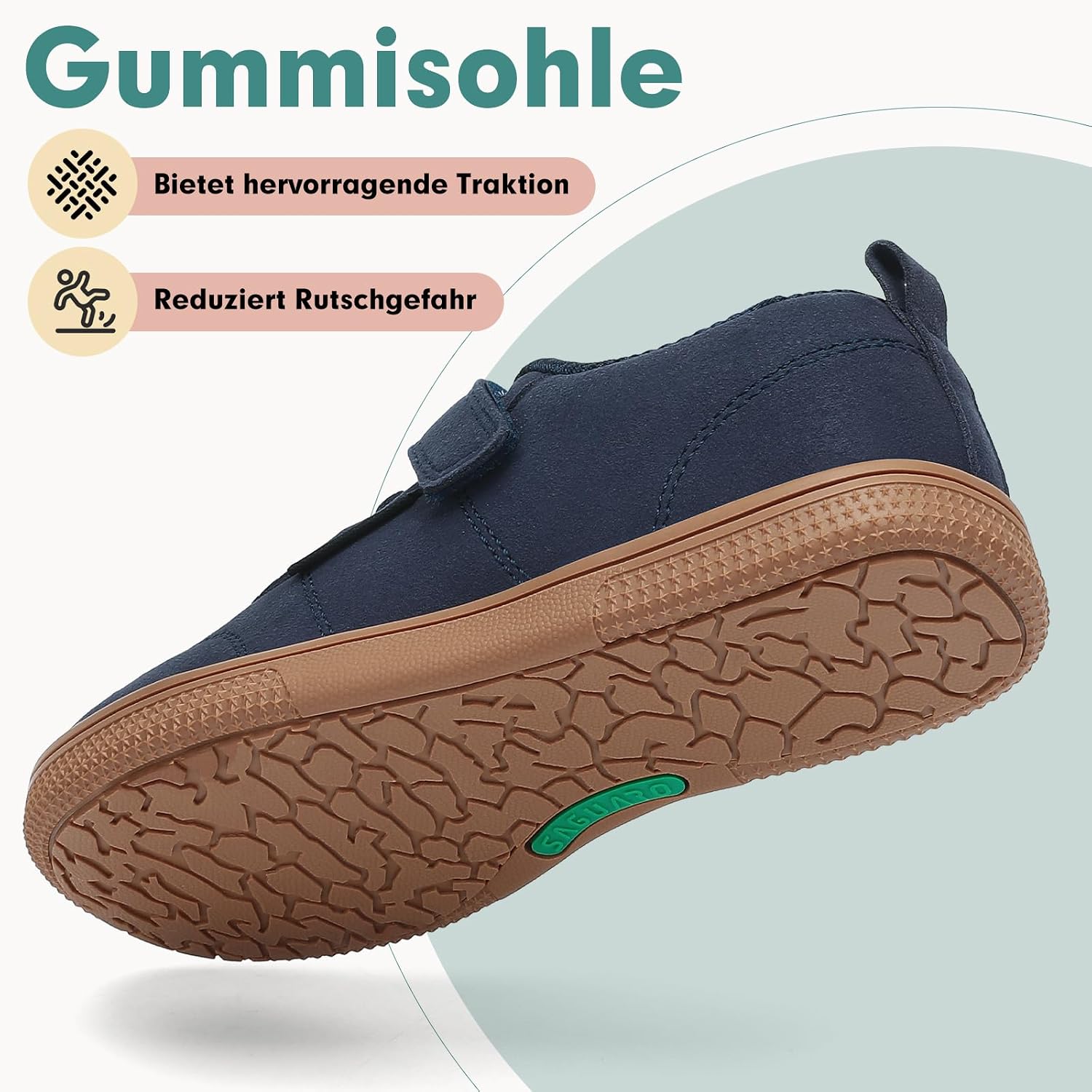 Detalle de SAGUARO Barfußschuhe Kinder Outdoor mit breiter Zehenbox und Klettverschluss (Gr. 25–35)