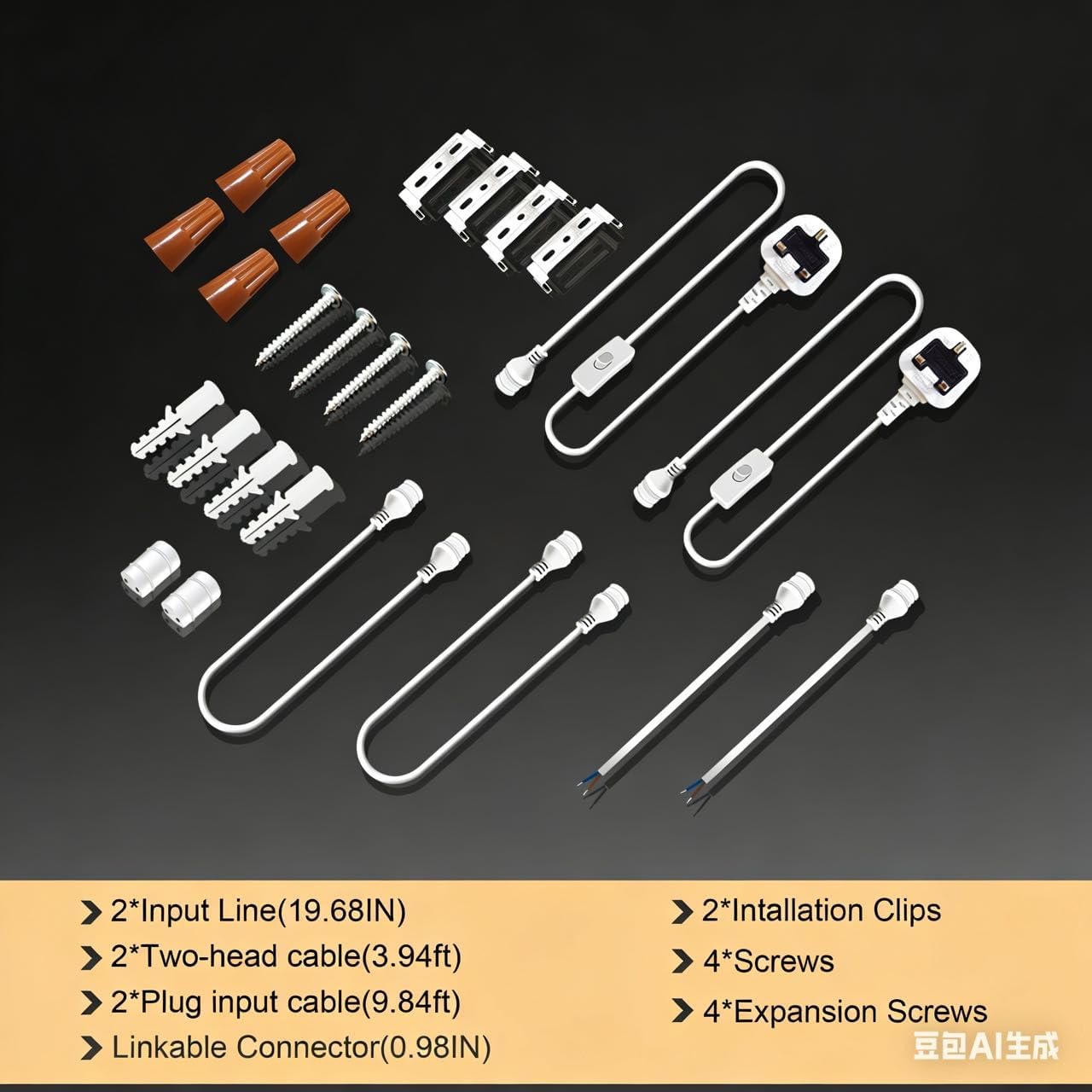 Detalle de LED Batten Lights 2 Pack 1.3ft IP65