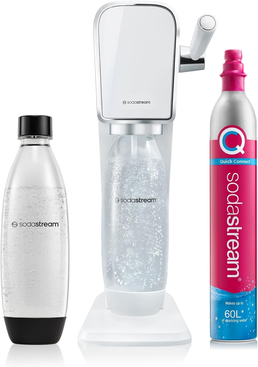 Detalle de SodaStream Wassersprudler ART mit CO2-Zylinder und 1x 1L spülmaschinenfester Kunststoffflasche (schwarz, 44 cm)
