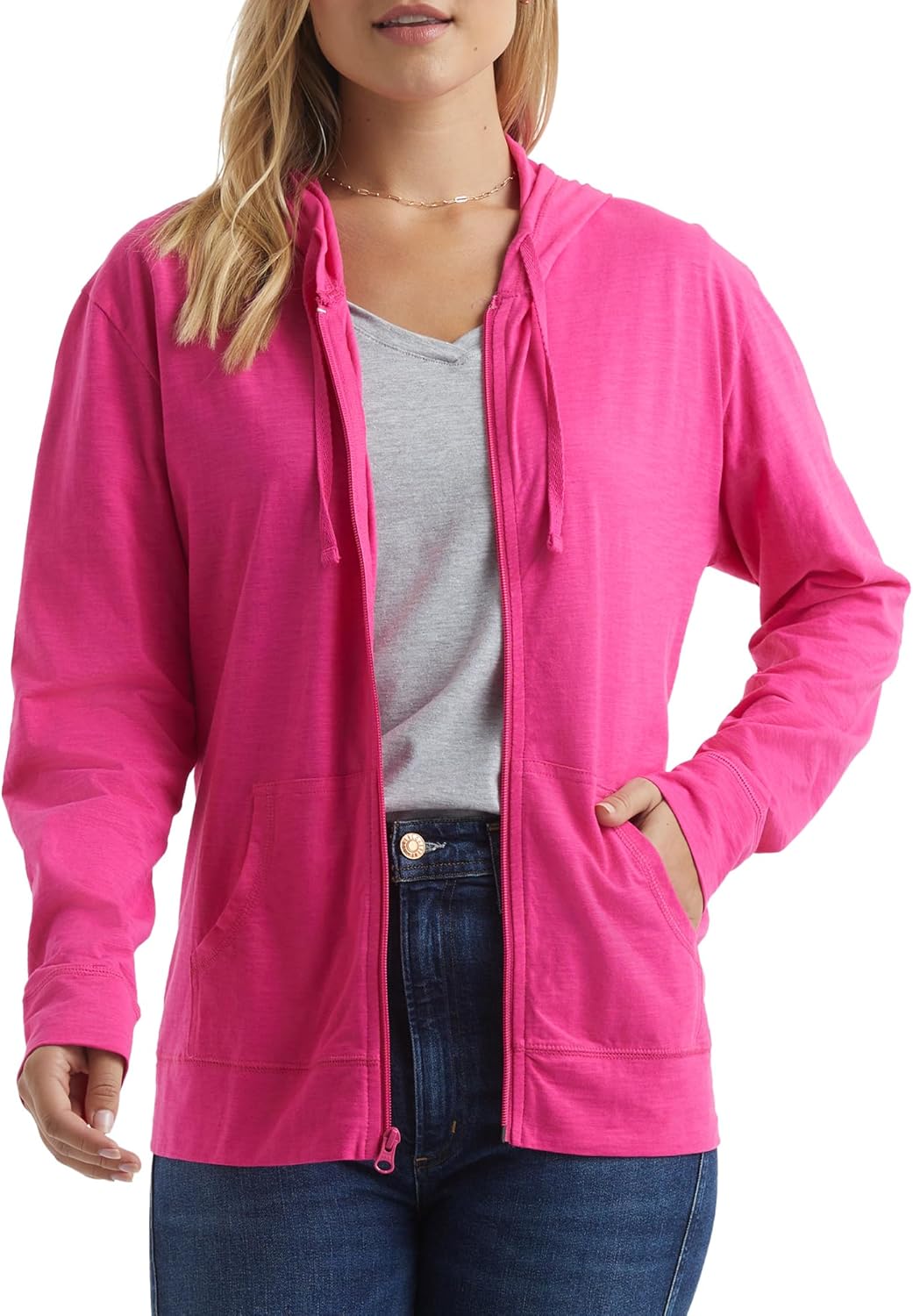 Thumbnail 6 de Hanes Womens Slub Knit Full-Zip Hoodie: Textured Cotton Zip-Up for Everyday Comfort
