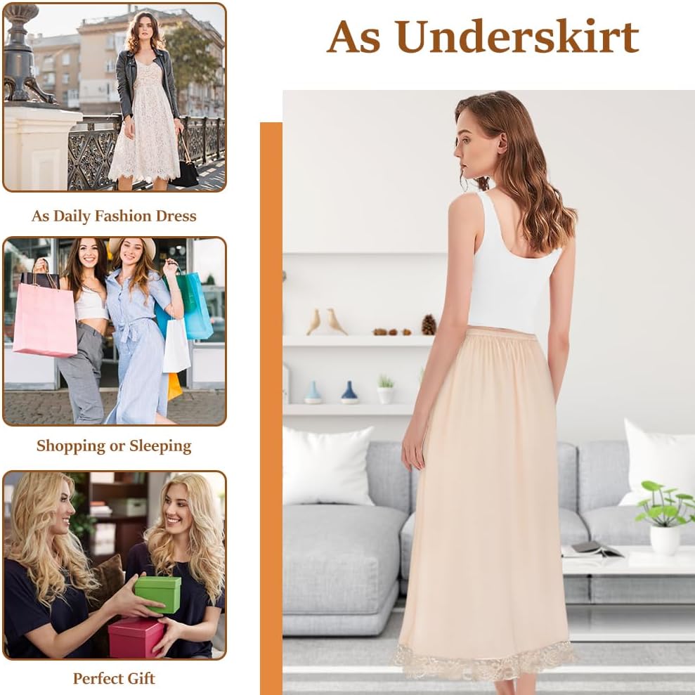 Thumbnail 6 de ACWOO U5-85BENCQ240621-FBA onderrok, beige, 80 cm met kanten zoom