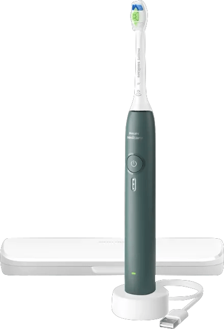 Detalle de Philips Sonicare 3100 Series HX4033/26 Waldgrün – kompakte Mundpflege mit Drucksensor