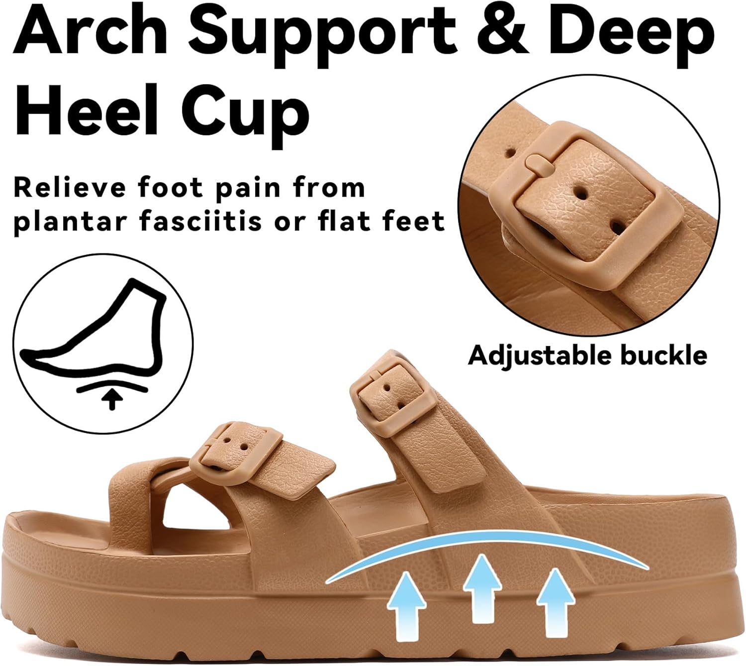 Thumbnail 3 de Waysoland Damen Sandalen Sommer – Orthopädische Plattform-Sandalen mit einstellbarer Schnalle und Ultra-Kissen