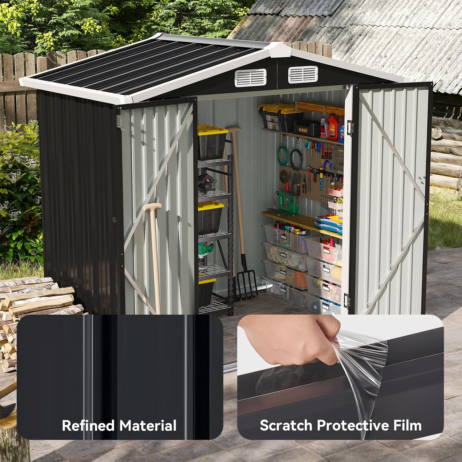 Detalle de Aoxun Metal Storage Shed 6x4 FT