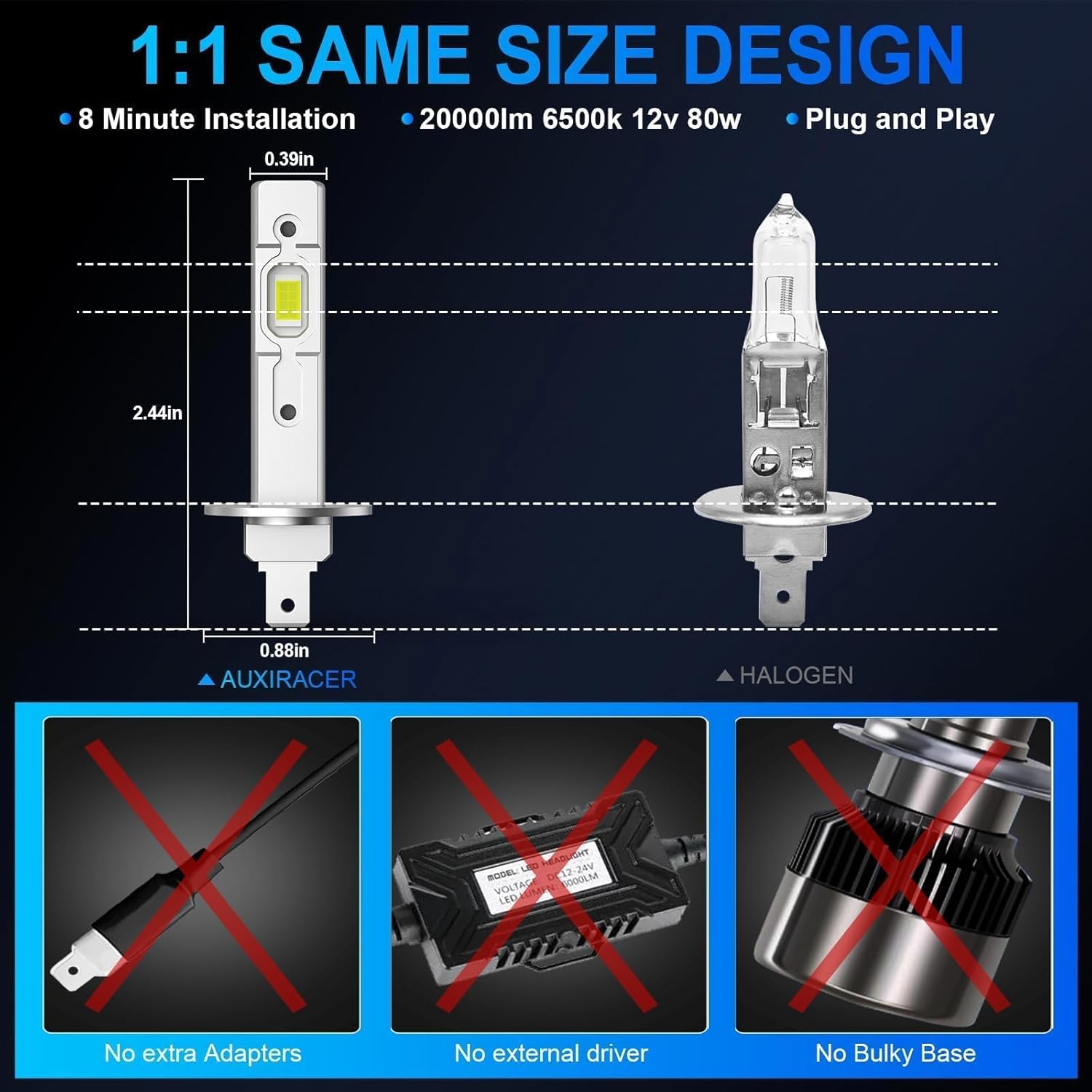 Thumbnail 5 de AUXIRACER Lampadina H1 LED 6500K 100W