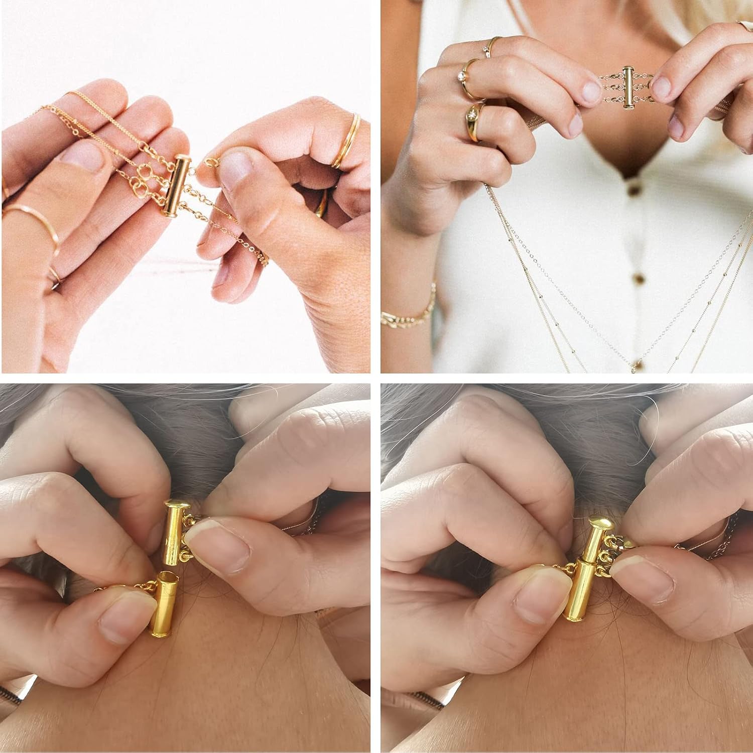 Detalle 1 de OHINGLT 01 Magnetic Necklace Layering Clasps, Brass, Gold and Silver Plated