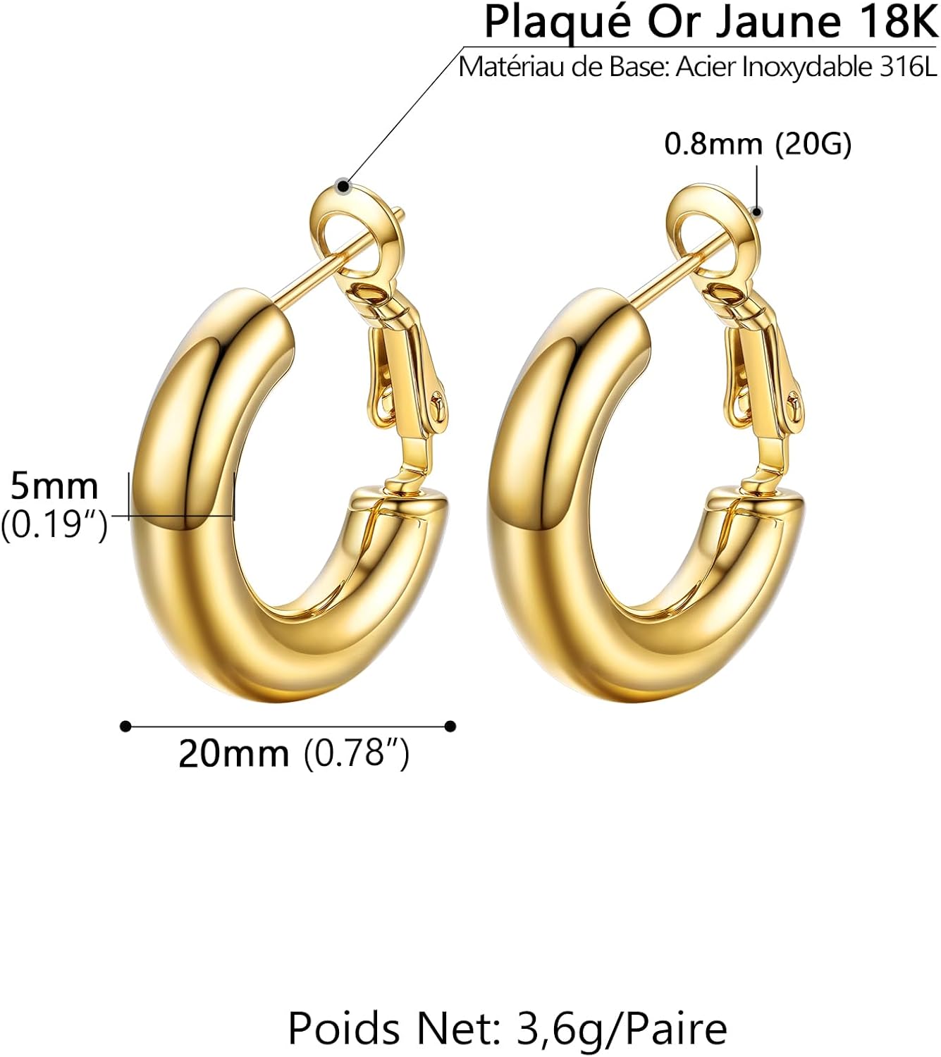 Thumbnail 4 de PROSTEEL Orecchini a Cerchio Oro 30/40/60/80 mm Oversize – Eleganza Minimalista in Acciaio Inox 316L