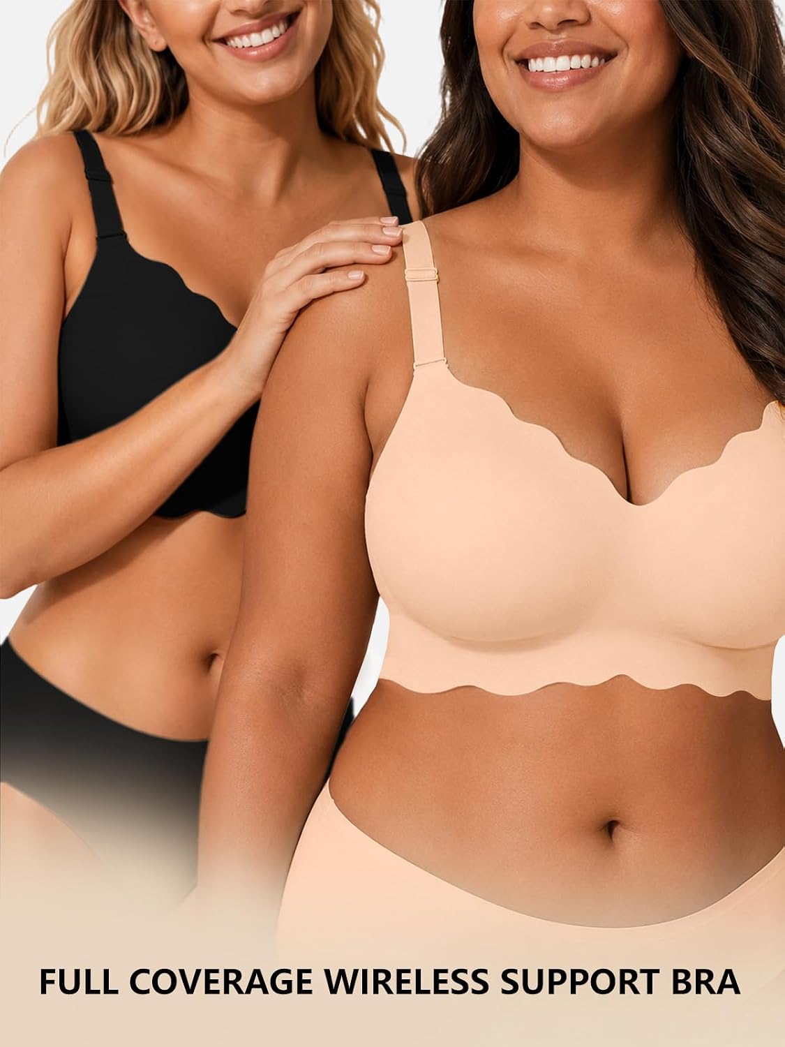 Detalle 1 de COCOMARTS CC-BRA1013-CC Jelly Bra for Women, Wireless Support and Scalloped Design