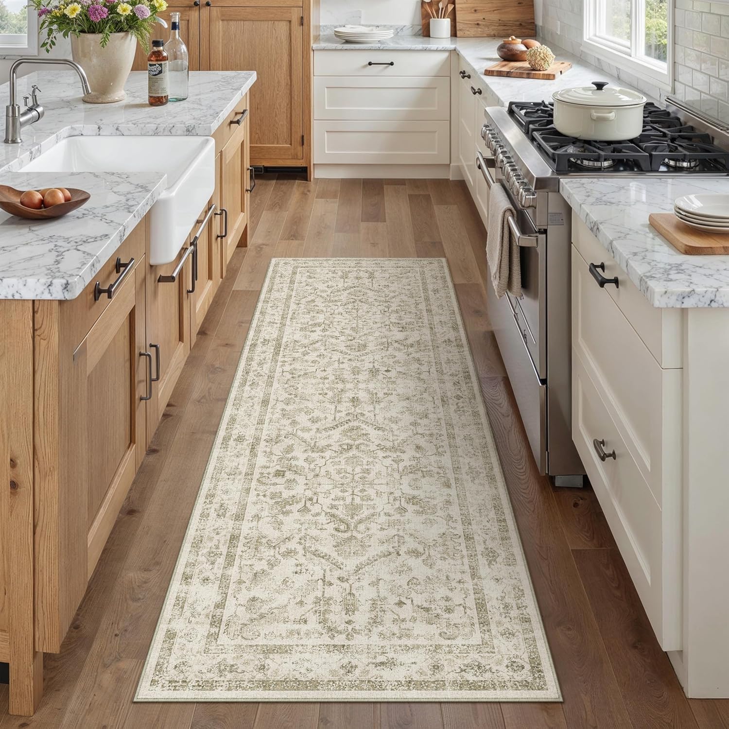 Detalle de PureCozy Vintage Alfombra Pasillo 60x180 cm Beige