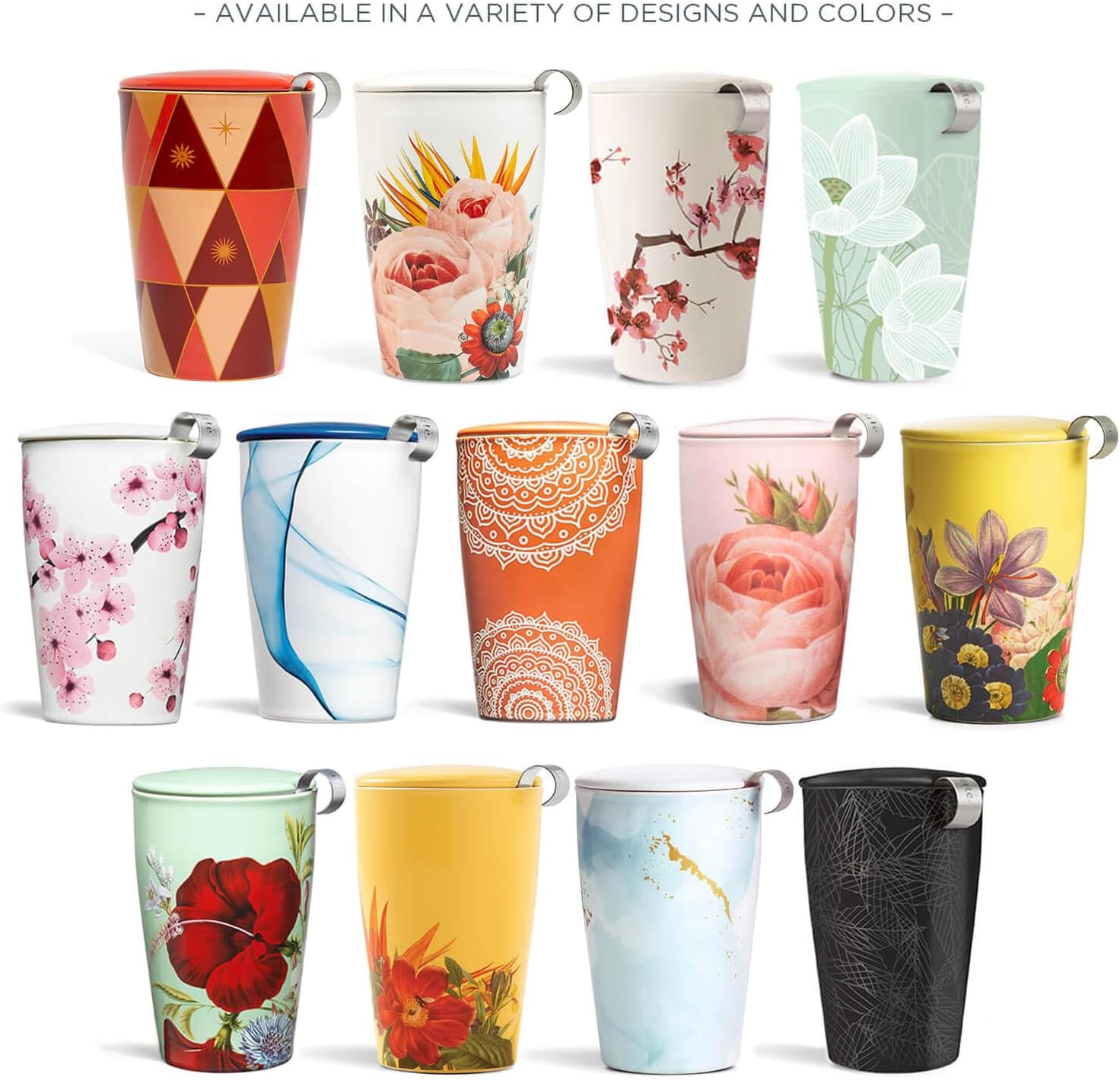 Thumbnail 6 de Tea Forte Double-Walled Ceramic Kati Cup with Removable Stainless Steel Infuser Basket and Lid — Cherry Blossom