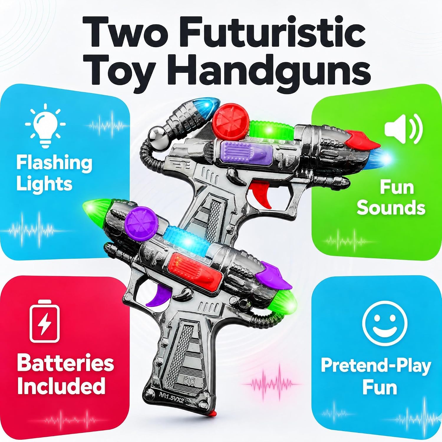 Detalle de ArtCreativity Light-Up Toy Gun Set of 2