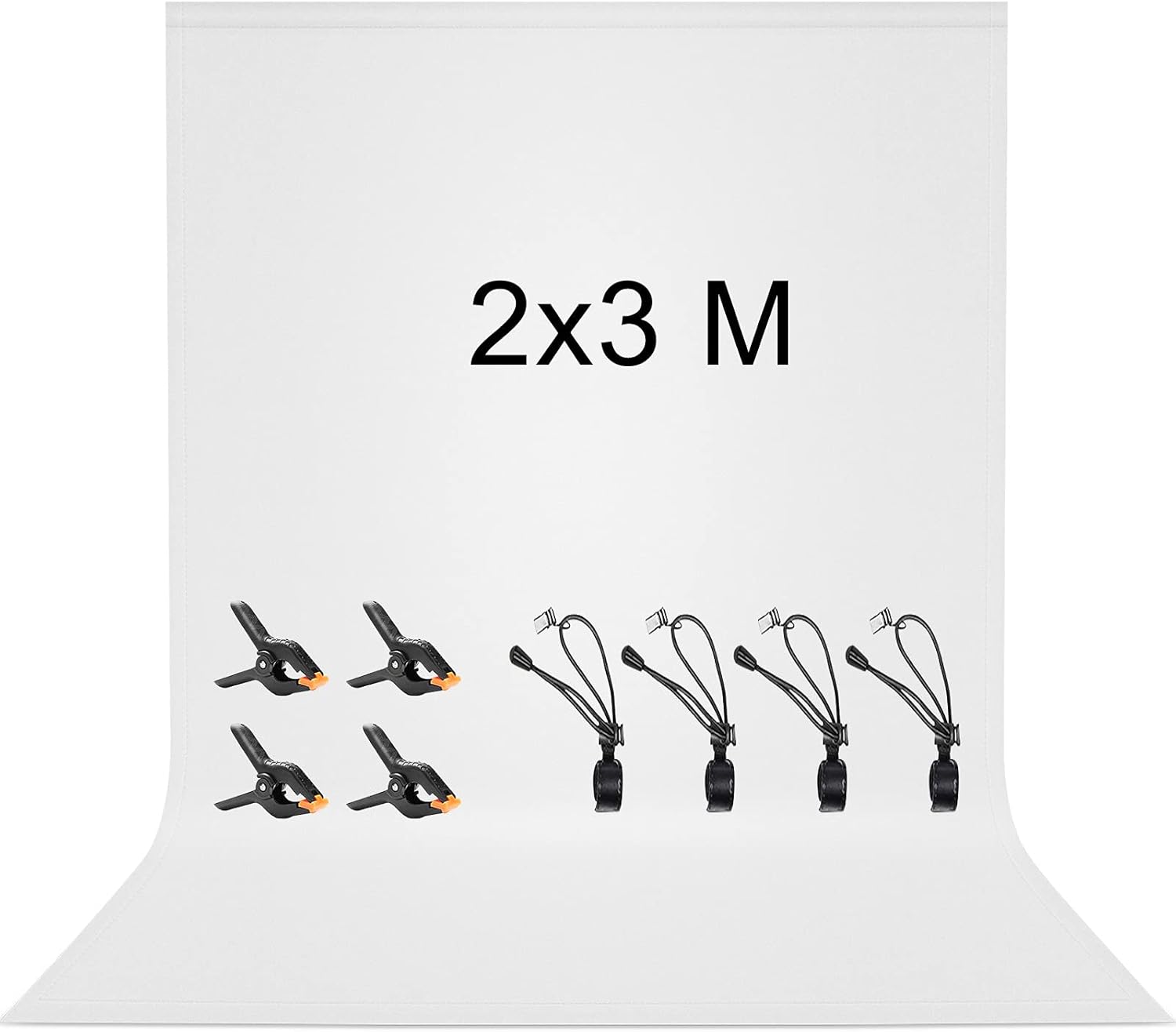 Detalle de Vevelux white 2 x 3 m (7 x 10 ft) polyester photography backdrop with spring clamps and anti-wrinkle clips