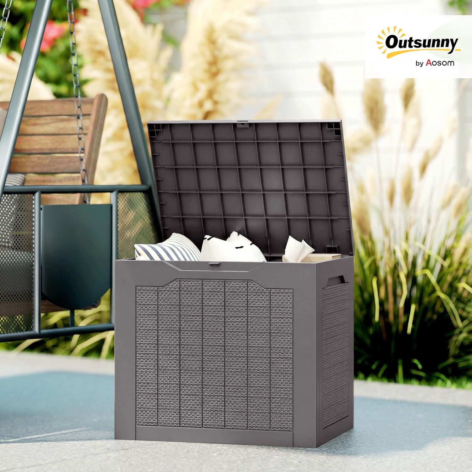 Thumbnail 1 de Coffre de rangement extérieur Outsunny 93L — coffre étanche avec poignées encastrées