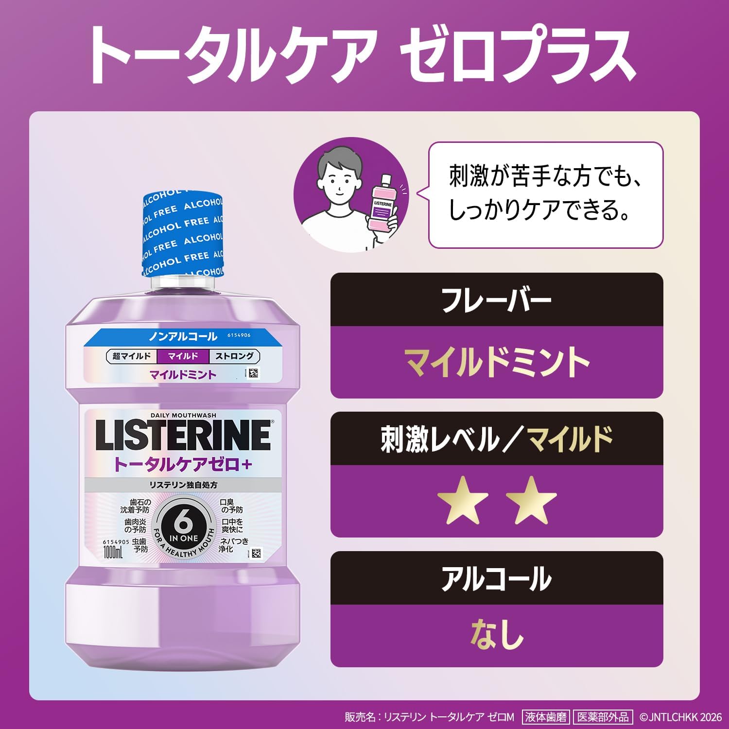 Detalle de LISTERINE トータルケアゼロプラス 液体歯磨 1500ml ノンアルコール・低刺激