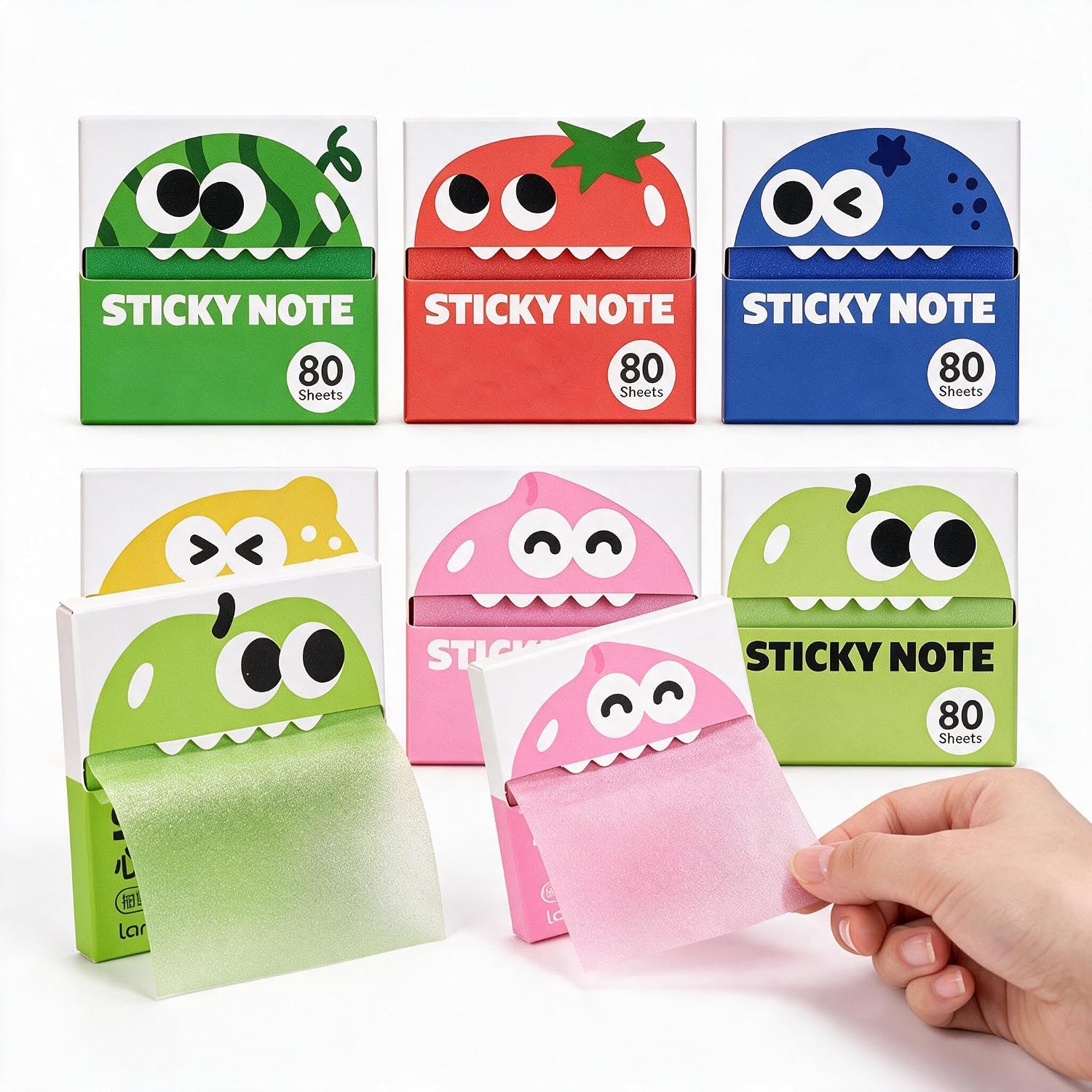 Detalle de MEQUER Glitter Sticky Notes, 3-Inch Transparent Pull-Out Pads, 480 Sheets