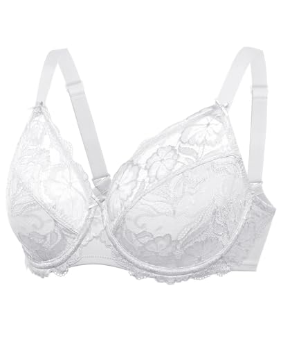Detalle 2 de DELIMIRA Femme Soutien-Gorge Grande Taille Dentelle Blanc 95D