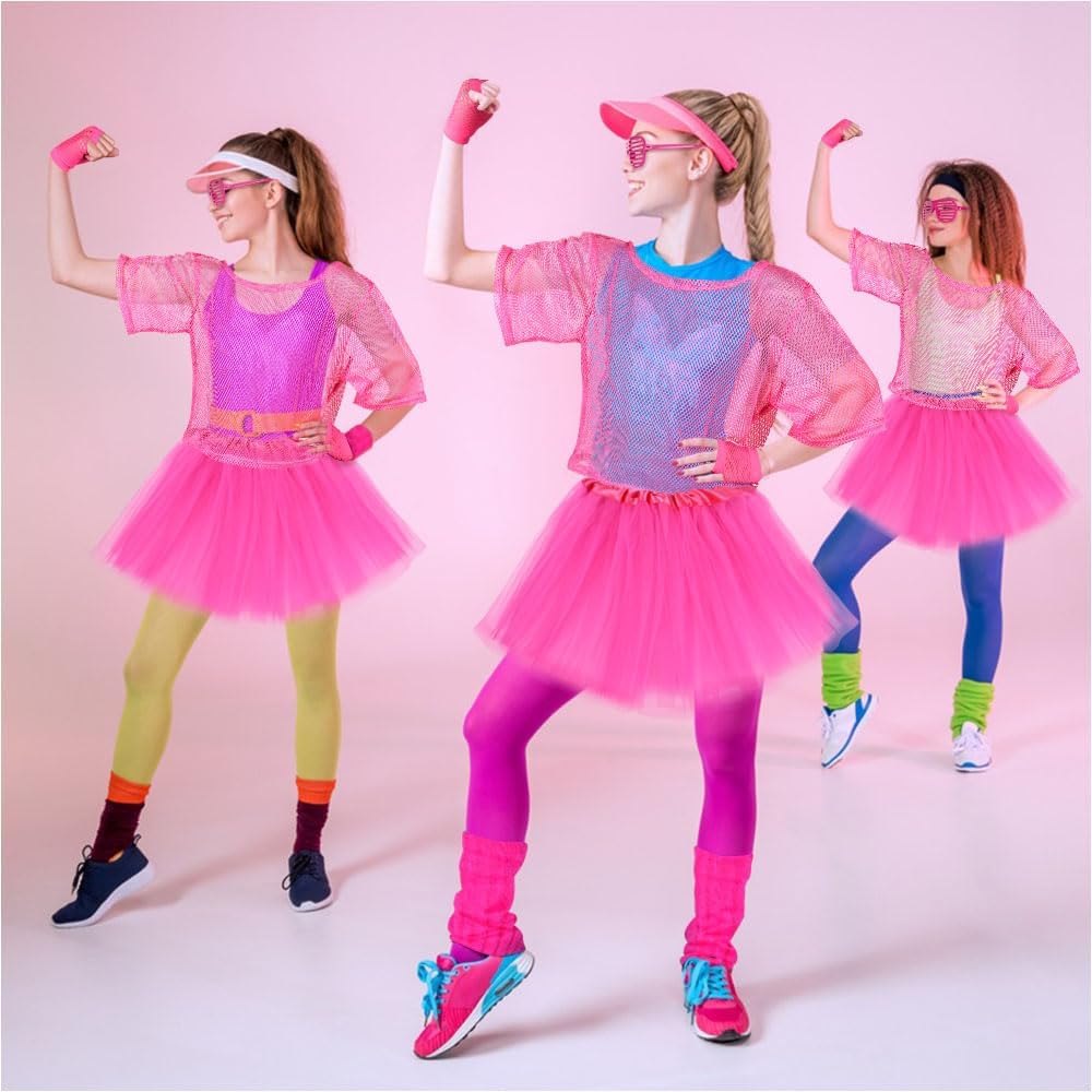 Thumbnail 6 de Aomig 80-tals neonset med kostymtillbehör för kvinnor och flickor