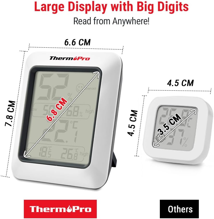 Detalle 2 de ThermoPro digitales Thermo-Hygrometer für Innenraumklima mit Aufzeichnung von Temperatur & Luftfeuchtigkeit