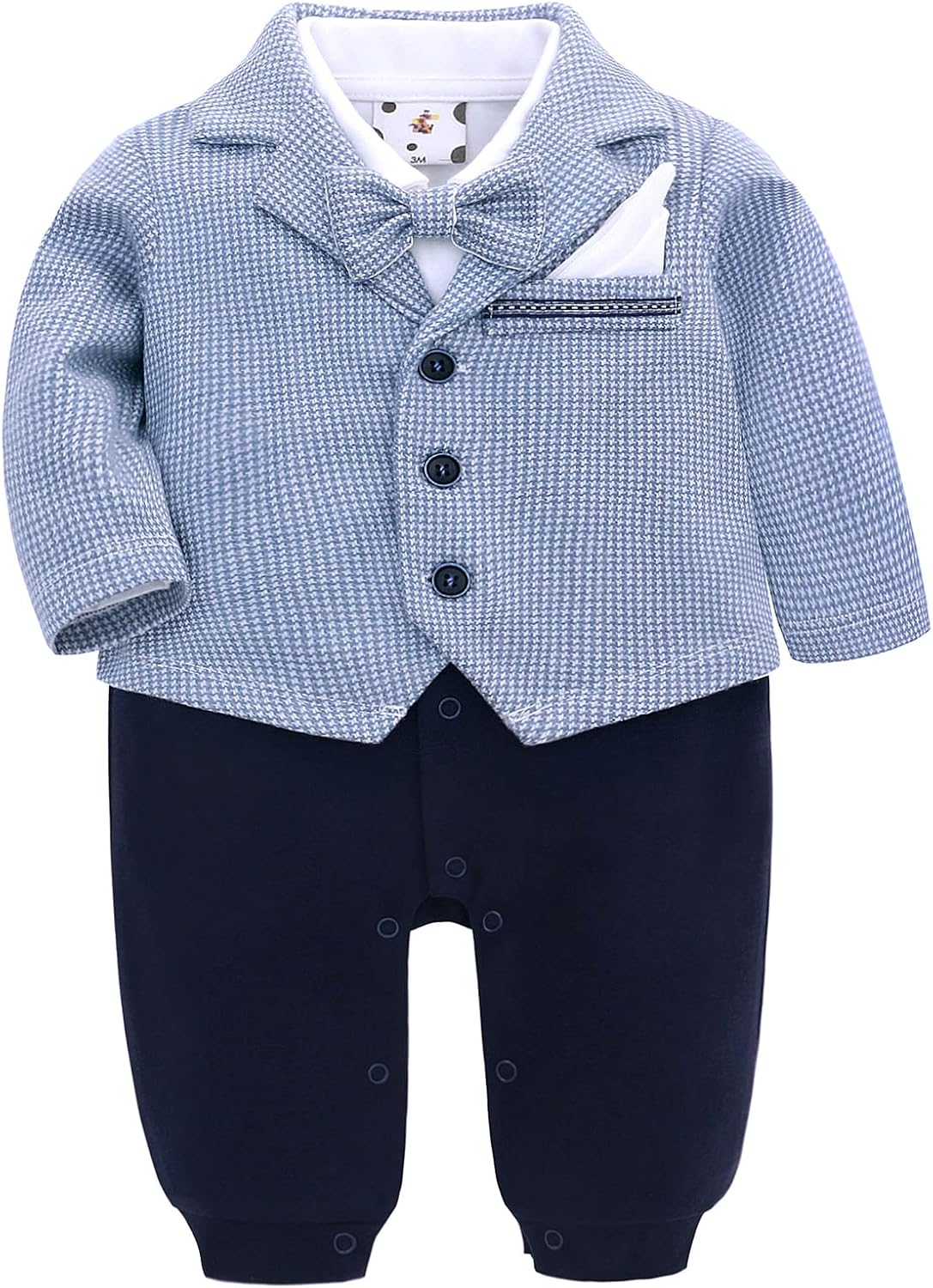 Thumbnail 1 de Famuka Baby Boy Formal Wedding Outfit: 2-Piece Tuxedo Set (Romper + Outwear)