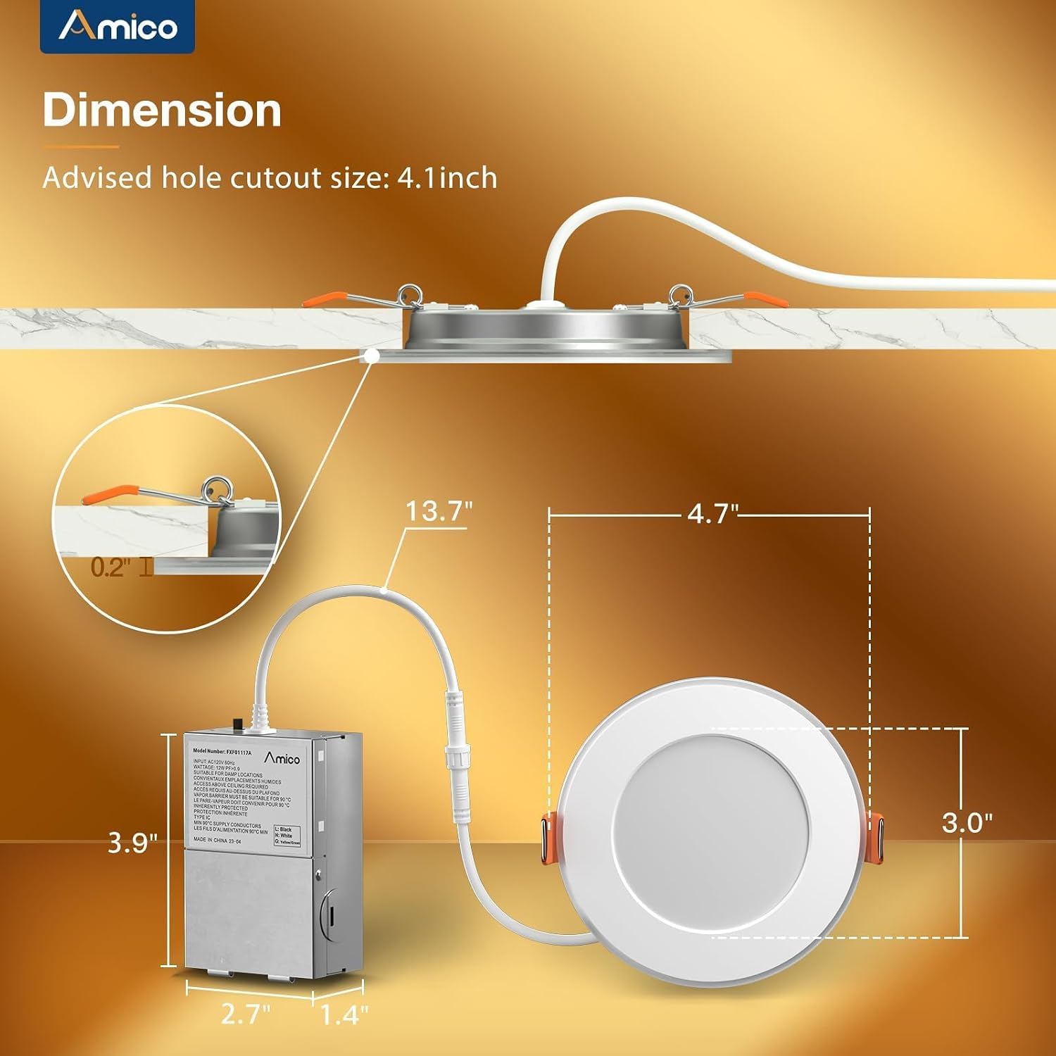 Detalle 1 de Amico LED recessed ceiling lights, 4-inch
