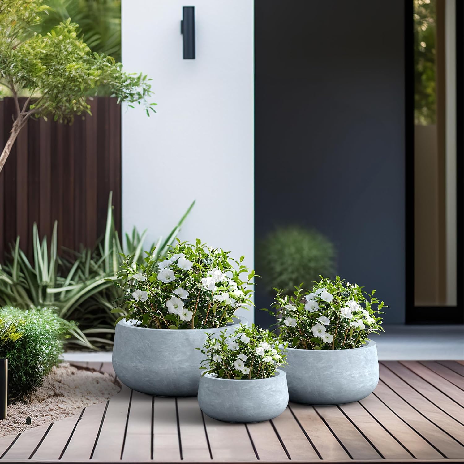 Thumbnail 5 de Kante Concrete Planters Set of 3, 19.6" 🌱