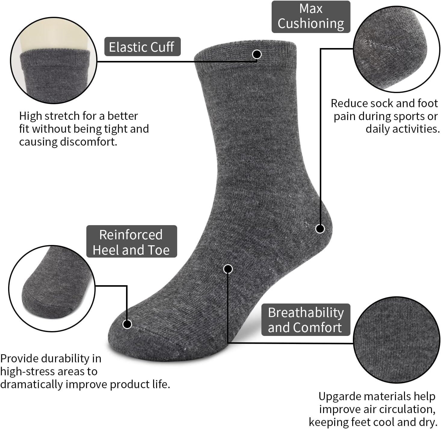 Detalle 2 de Toddler Kid Boys Socks, 20 Pairs: Soft, Breathable Cosy School Socks for Ages 0–13