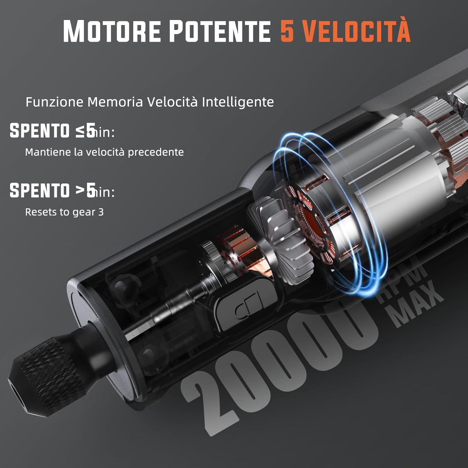 Detalle 2 de Katerk Kit di Utensile Multifunzione 3.7V: 6 Marce, 70 Accessori e Display LED