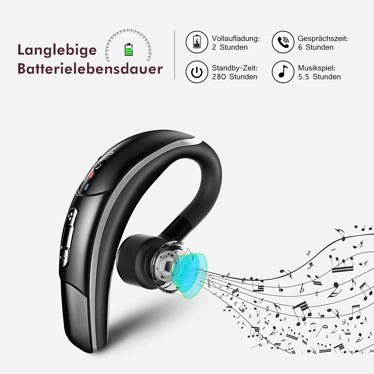 Thumbnail 1 de COSMUSIS Cuffie Bluetooth singola CVC 6.0 con cancellazione rumore e microfono, vivavoce business