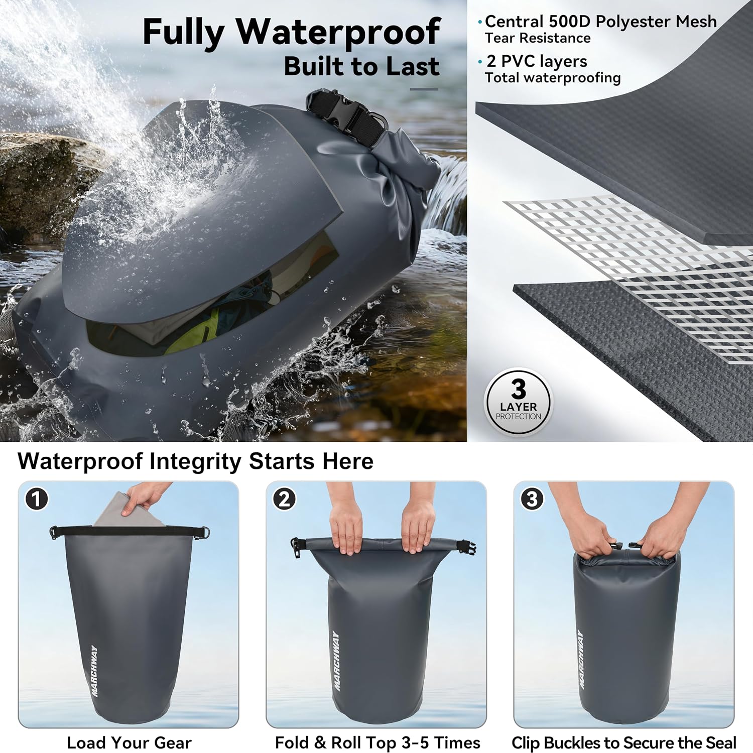 Thumbnail 2 de MARCHWAY Floating Waterproof Dry Bag Backpack (5L–40L)