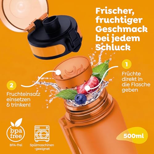 Thumbnail 2 de Sweety Fox Kinder-Trinkflasche 500 ml Orange – auslaufsicher, kohlensäuregeeignet