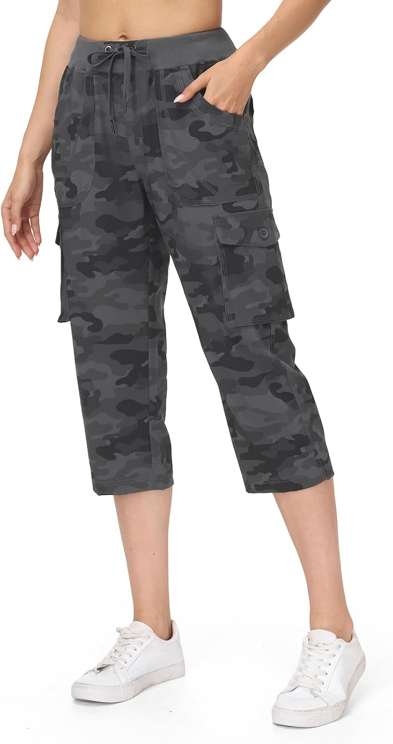 Detalle 2 de TBMPOY Women's Cargo Capris: Lightweight Quick-Dry Hiking Pants with 6 Pockets