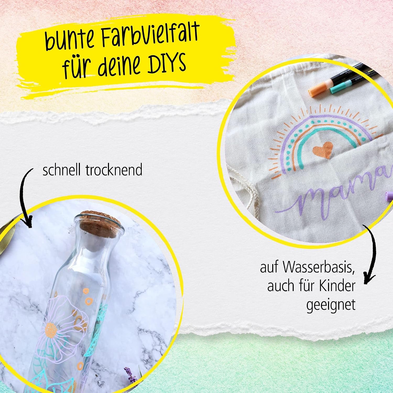 Detalle de ONLINE 6er-Set Acryl-Stifte Pastell – Beige, Lavendel, Türkis | Handlettering, Bullet Journal & DIY