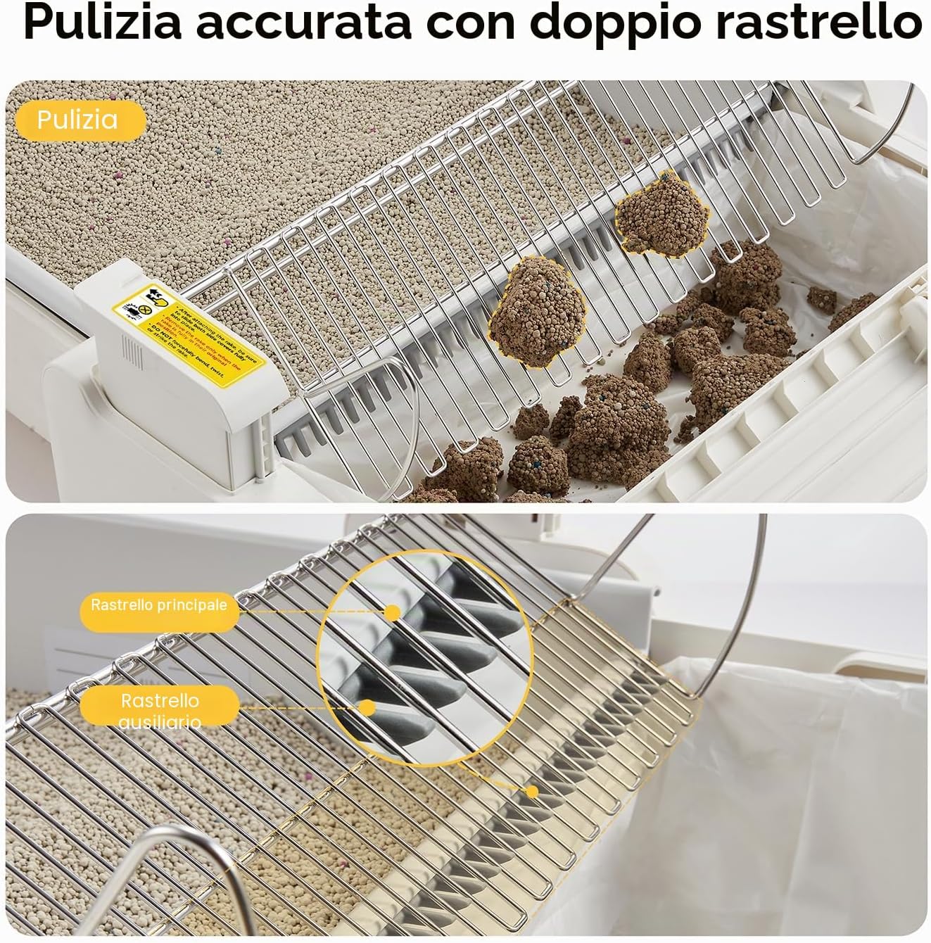 Detalle 2 de UBPET C31 lettiera autopulente open-top con controllo app e sistema a doppio rastrello