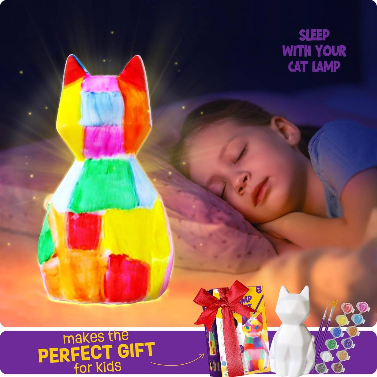 Thumbnail 5 de DIY-LAOESE Paint Your Own Cat Lamp Kit for Kids 🎨