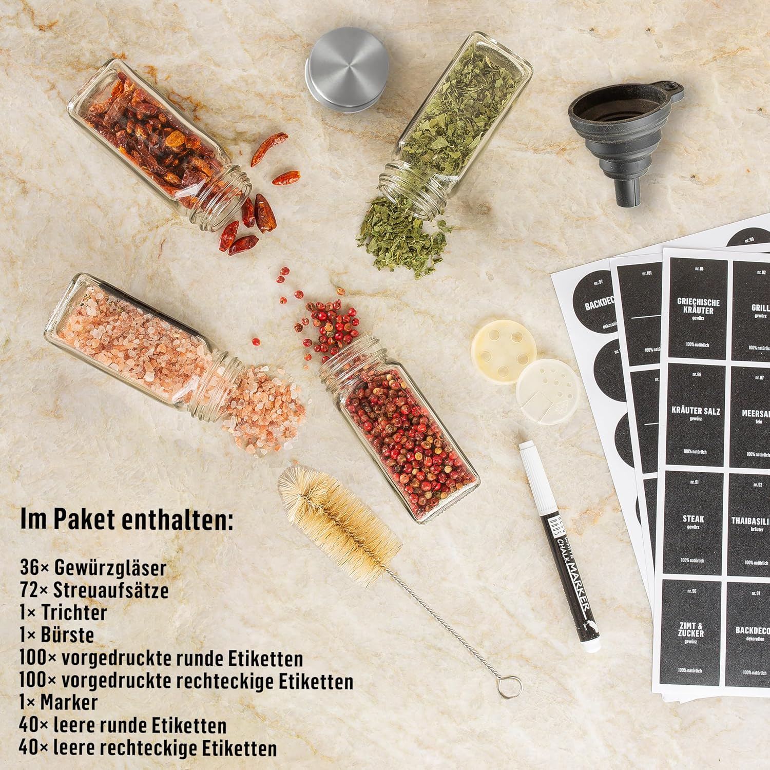 Thumbnail 6 de Deco haus® Gewürzgläser Eckig 36er Set 🧂