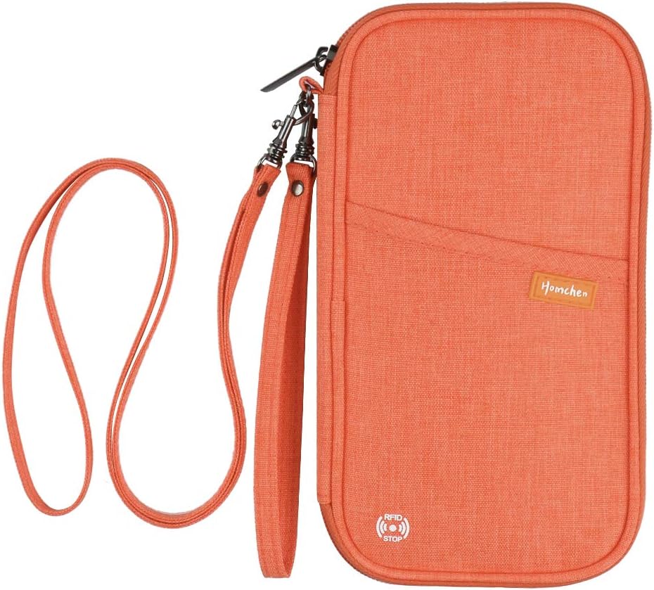 homchen RFID Blocking Travel Passport Wallet Holder – Orange
