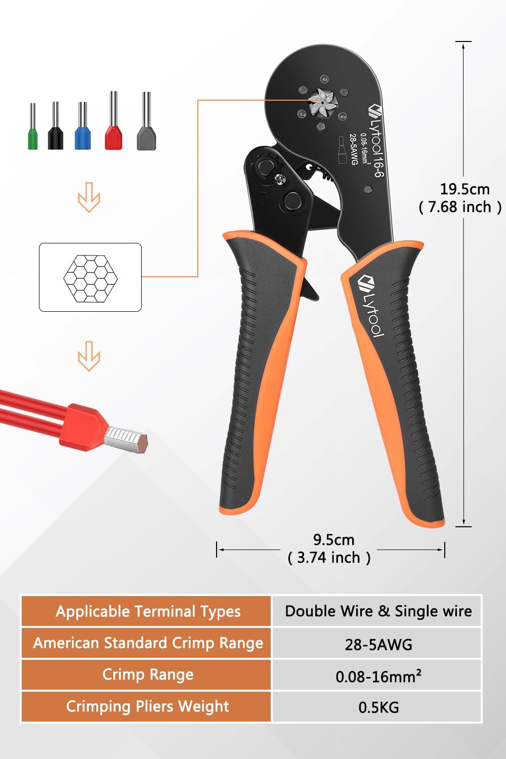 Detalle 2 de Lytool Pinza Crimpatrice Esagonale 0,08-16 mm²