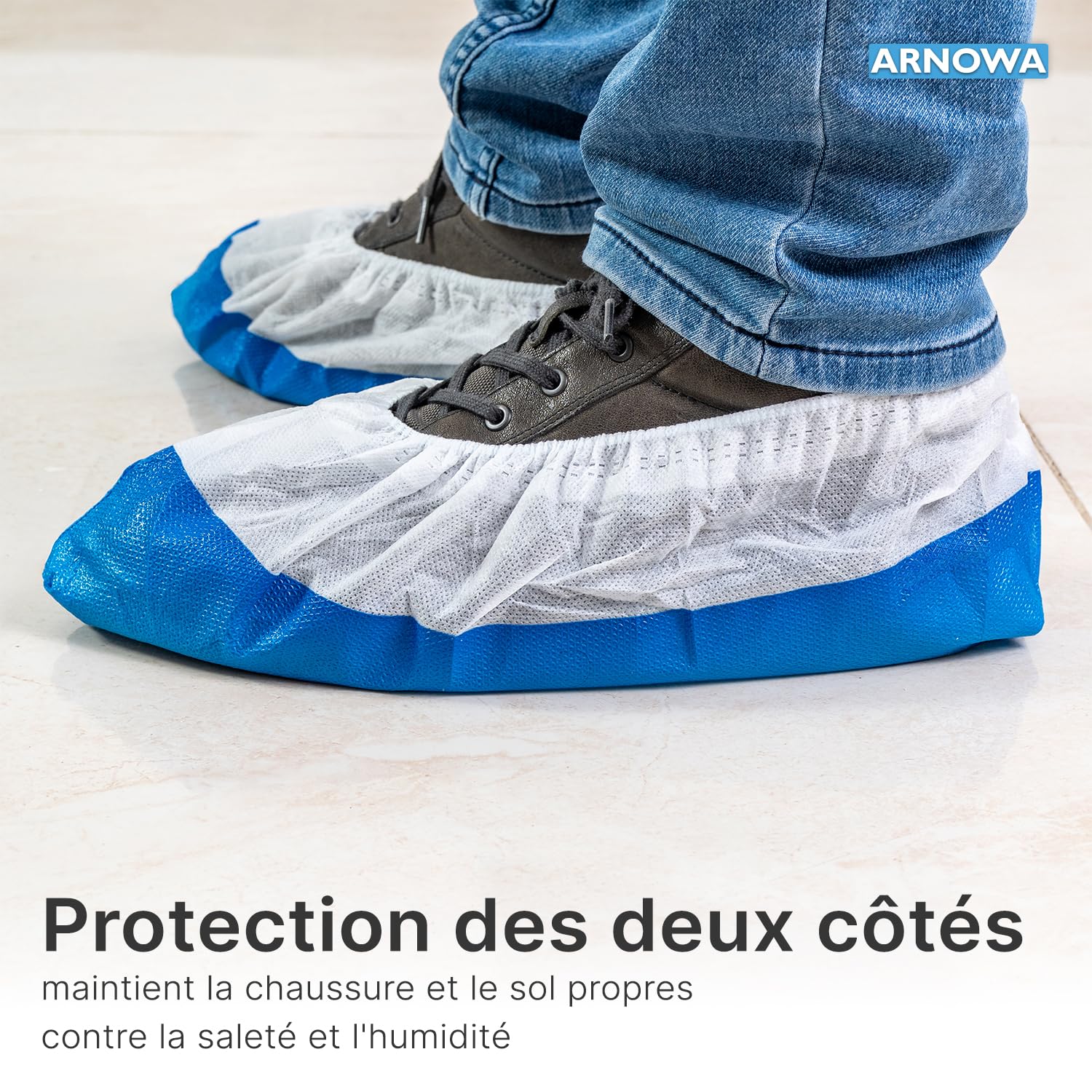 Thumbnail 5 de ARNOMED CPE+PP surchaussures jetables avec semelle CPE bleue (taille unique) – lot de 50