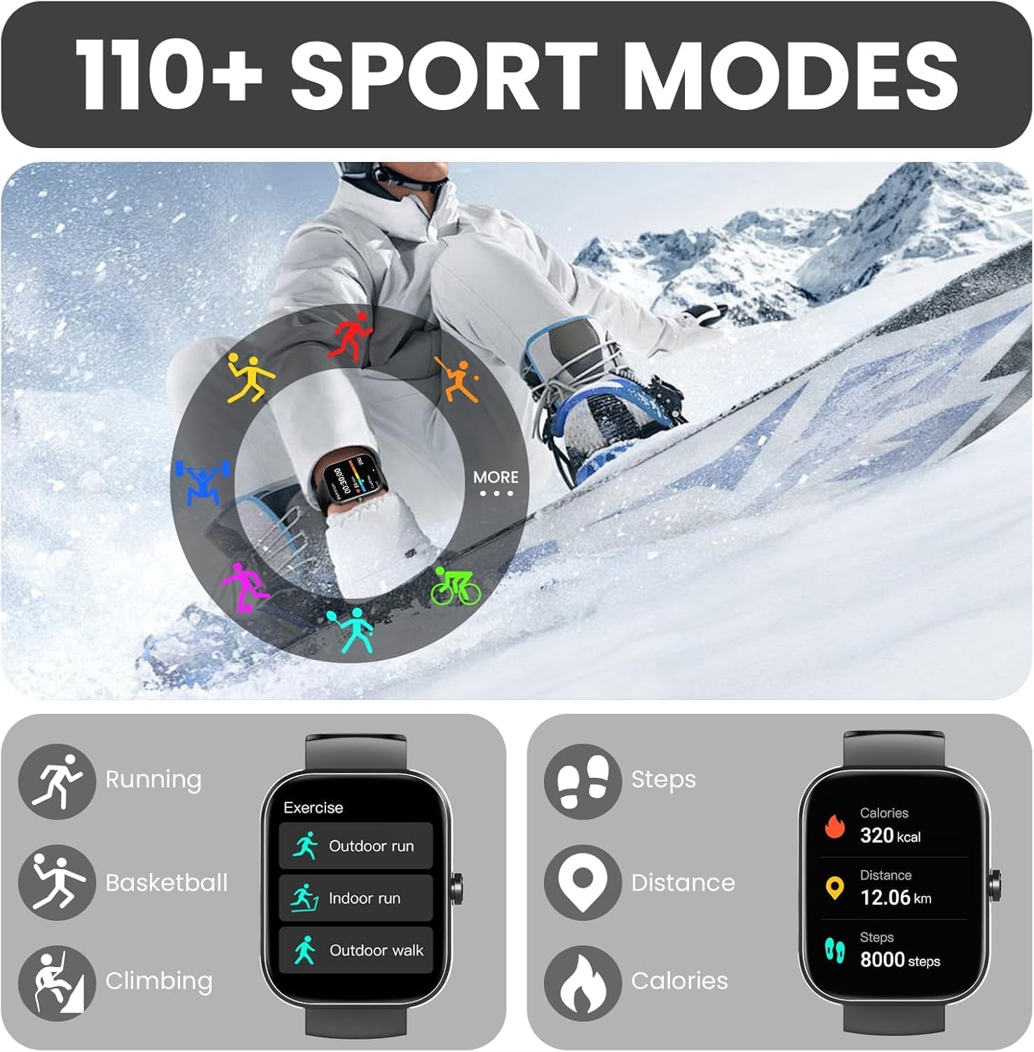 Detalle de Smart Watch for Men & Women with 1.91" HD Touch Screen, Bluetooth Calling and 100+ Sport Modes