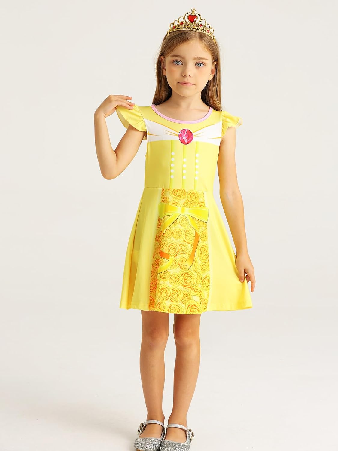 Detalle 2 de Girls' Princess Nightgown in Milk Silk Polyester