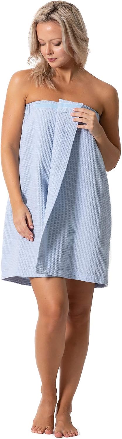 Detalle de Turkish Linen Women’s Waffle Spa Body Wrap with Adjustable Closure