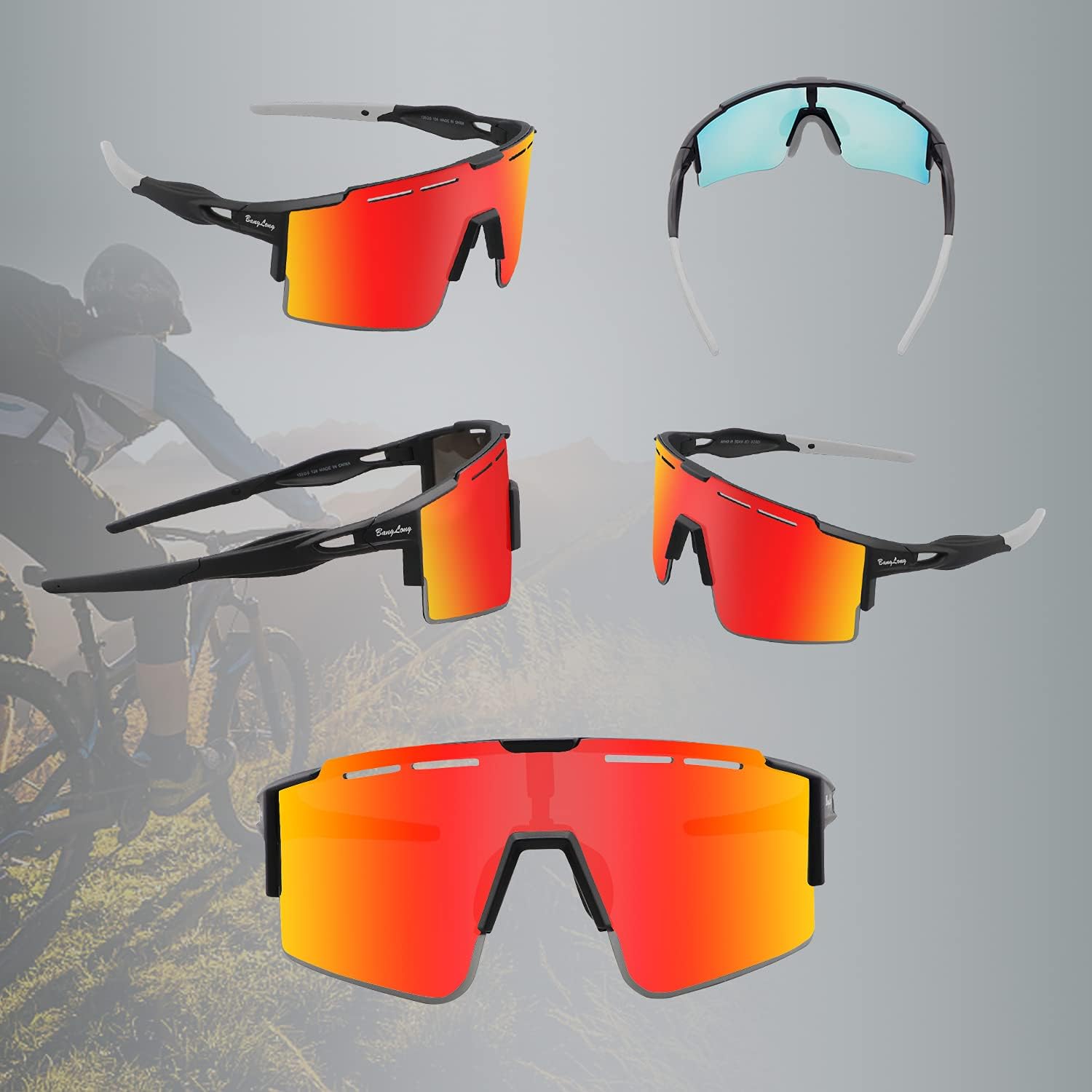 Thumbnail 4 de BangLong Polarisierte Sonnenbrille „Polarisierte Sonnenbrille“ mit 3 Wechselgläsern (UV400)