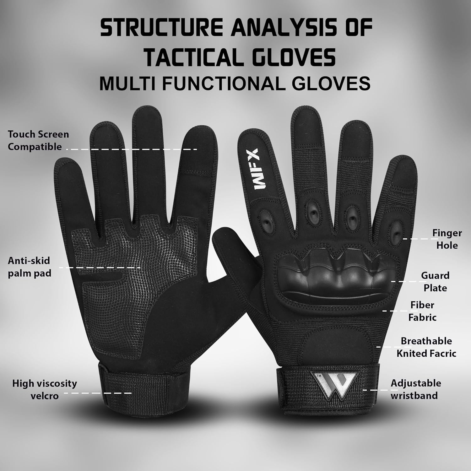 Detalle de WFX Full‑Finger Motorcycle Gloves with Touchscreen