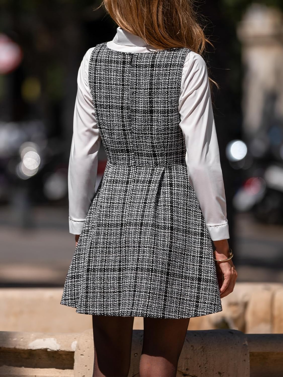 Thumbnail 2 de CUPSHE Mini abiti da donna girocollo plaid senza maniche A-line