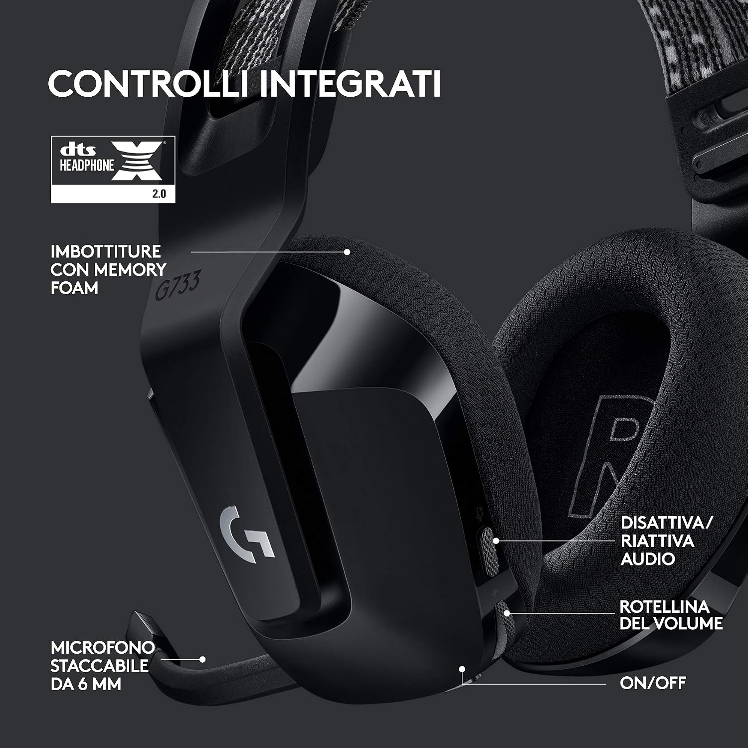 Thumbnail 5 de Logitech G733 LIGHTSPEED: cuffie wireless gaming con microfono BLUE VO!CE e RGB