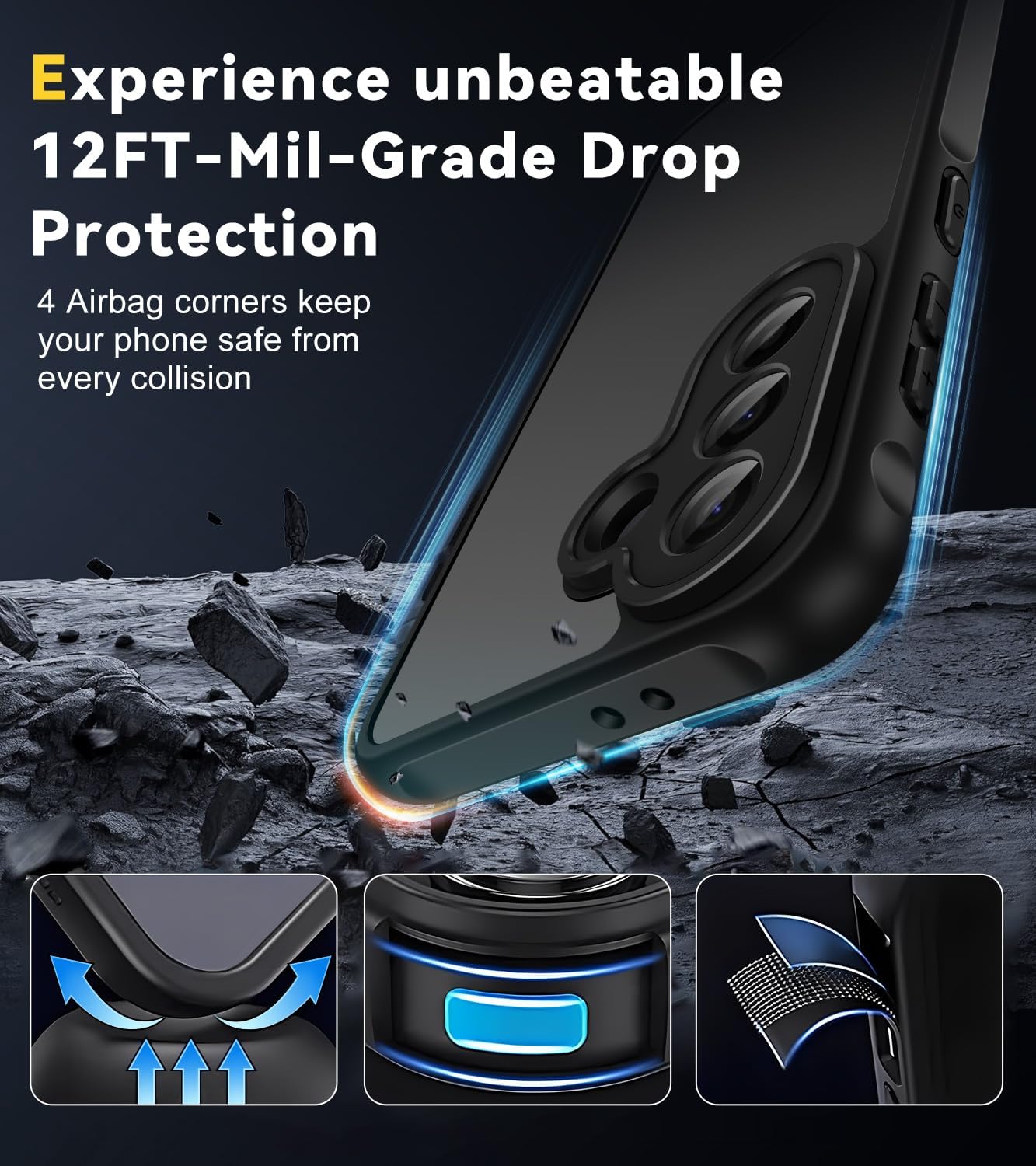 Detalle 2 de ivoler Case for Samsung Galaxy A37 5G with 2 Tempered Glass Screen Protectors – Military-Grade Shockproof, Matte Back