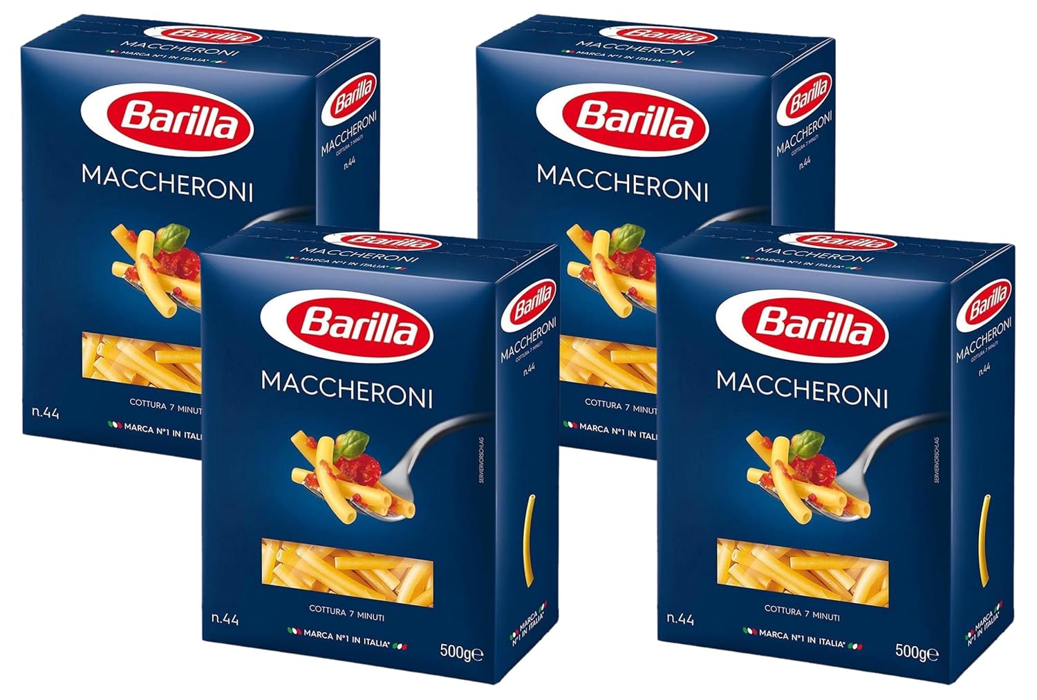 Barilla Pasta Nudeln Klassische Maccheroni n.44 – 500 g (Packung mit 4)