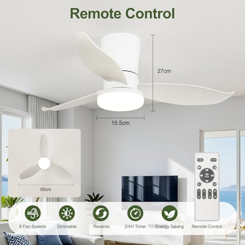 Detalle de KaleidoFan Ventilador de Techo con Luz y Mando a Distancia 95 cm