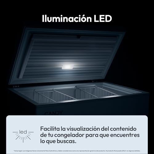 Detalle de Candy CCHH 3012E: Congelador arcón horizontal 300 L con bomba de inverter y cerradura